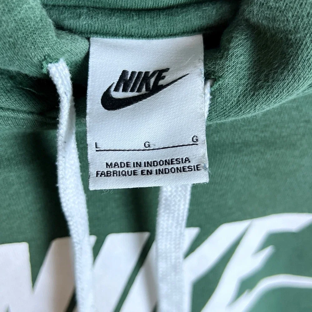 Nike Sportswear Club Fleece Pullover Graphic Hoodie Green Mens Size L